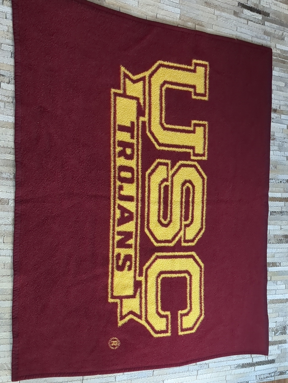 Biederlack Vintage 90s USC Trojans Stadium Plush Throw Blanket